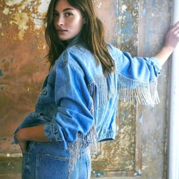 Free People Comet Denim Bomber - Picture 2 of 9
